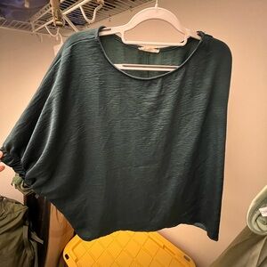Entro Emerald Green Cinched Short Sleeve Blouse